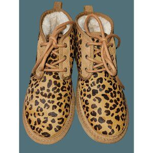 UGG Neumel Animal Leopard Print Cow Hair Upper Suede Chukka Ankle Boot Women 8